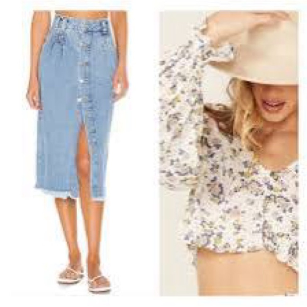 FREE PEOPLE Sydney Midi Skirt Sz 26